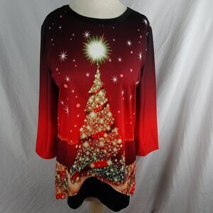 Women Christmas Tree Blouse Size L